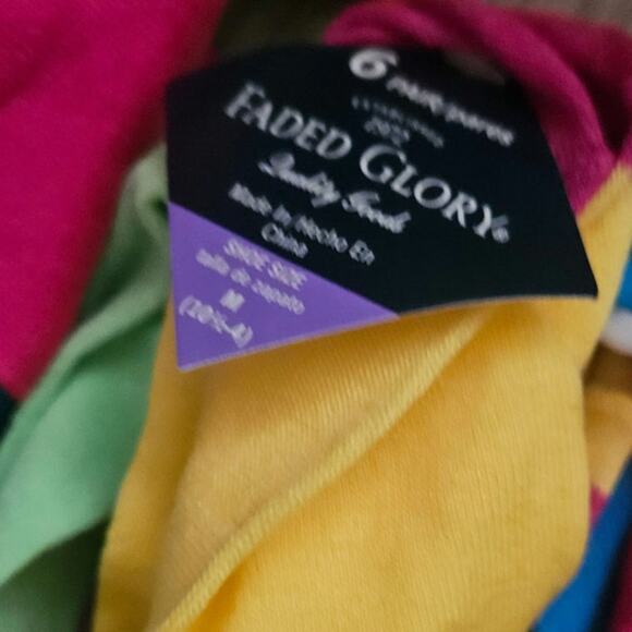 Faded Glory 4 sets of multi-colored girls sock size 4-5 - Picture 9 of 11